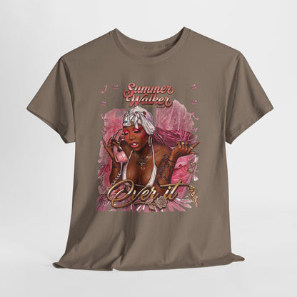 Over It Tee — ‘Summer’s Vibes’ Pink Afro Girl Graphic T-Shirt