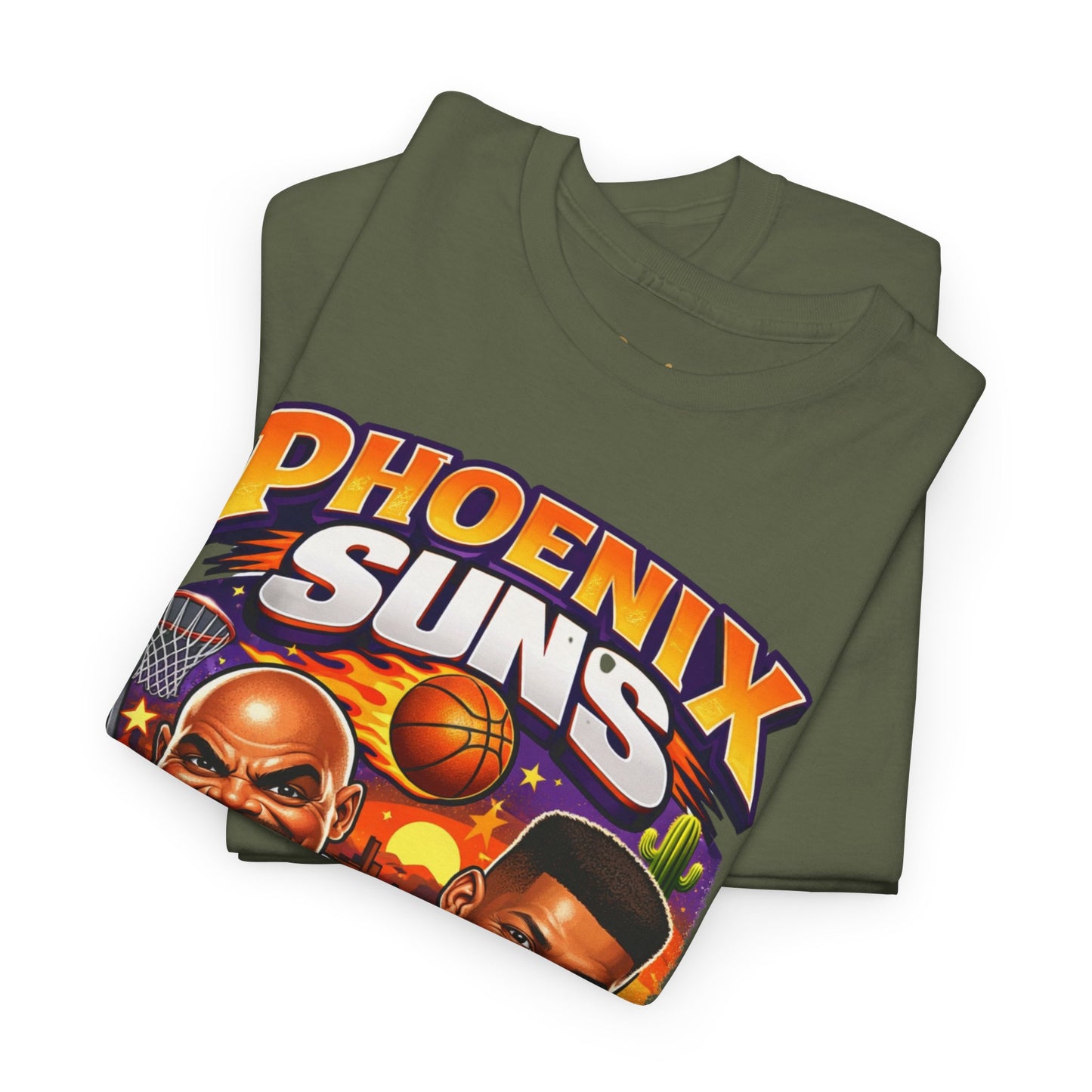 Phoenix Suns Barkley & K.J. Graphic Tee — Retro Basketball Cartoon Shirt