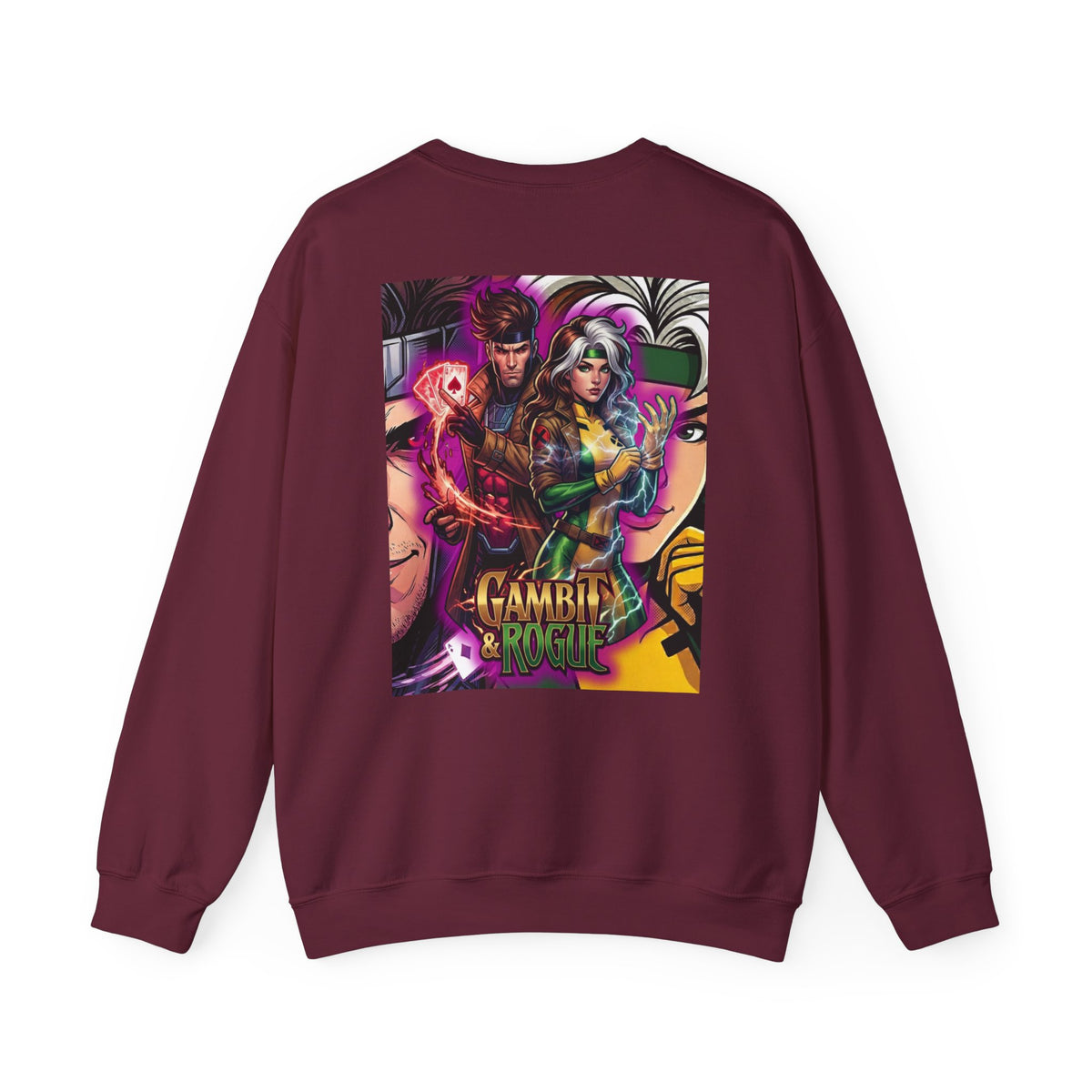 Gambit & Rogue Graphic Crewneck Sweatshirt — X-Men Comic Retro Art