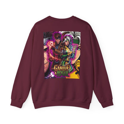 Gambit & Rogue Graphic Crewneck Sweatshirt — X-Men Comic Retro Art