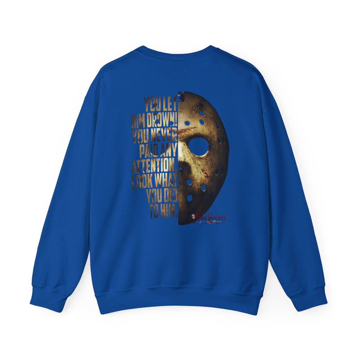 Jason Voorhees Mask Graphic with Quote Crewneck Sweatshirt