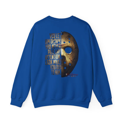 Jason Voorhees Mask Graphic with Quote Crewneck Sweatshirt