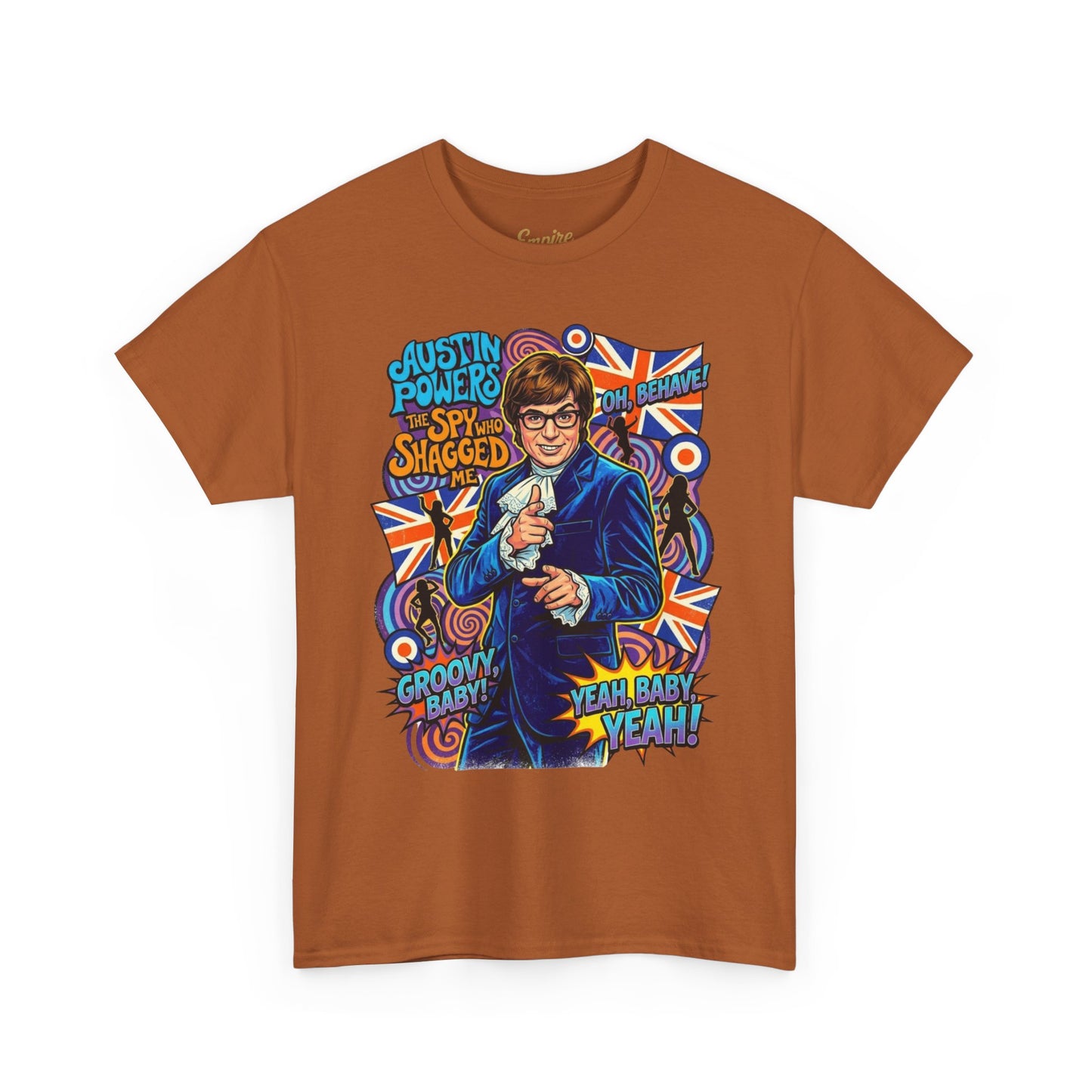 Austin Powers Retro Graphic Tee — "Yeah Baby!" Psychedelic 60s Pop Art T-Shirt