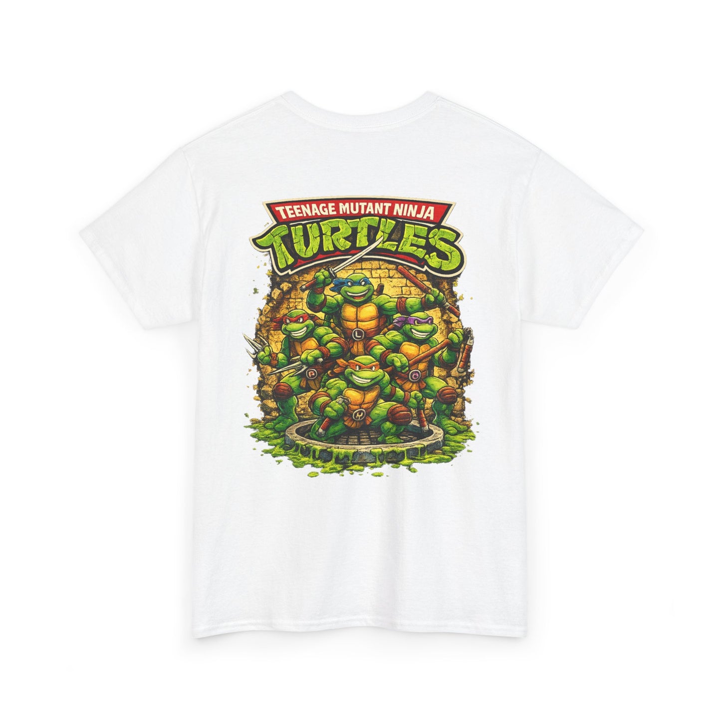 Teenage Mutant Ninja Turtles Graphic Tee — Retro TMNT Logo & Group Back Print