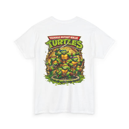 Teenage Mutant Ninja Turtles Graphic Tee — Retro TMNT Logo & Group Back Print