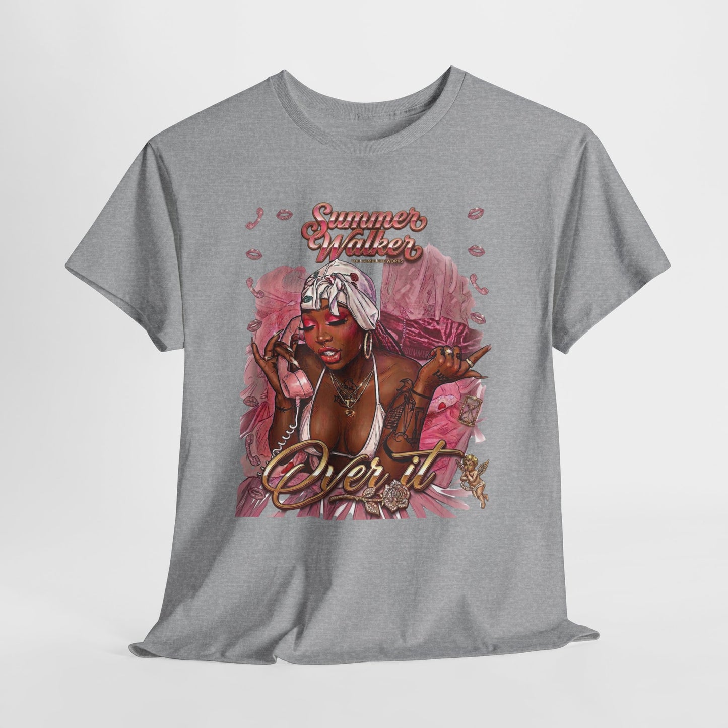 Over It Tee — ‘Summer’s Vibes’ Pink Afro Girl Graphic T-Shirt