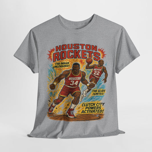 Houston Rockets Unisex Heavy Cotton Tee | Vintage Sports Shirt, Basketball Gift, Retro Sports Tee, Casual Wear, Fan Apparel