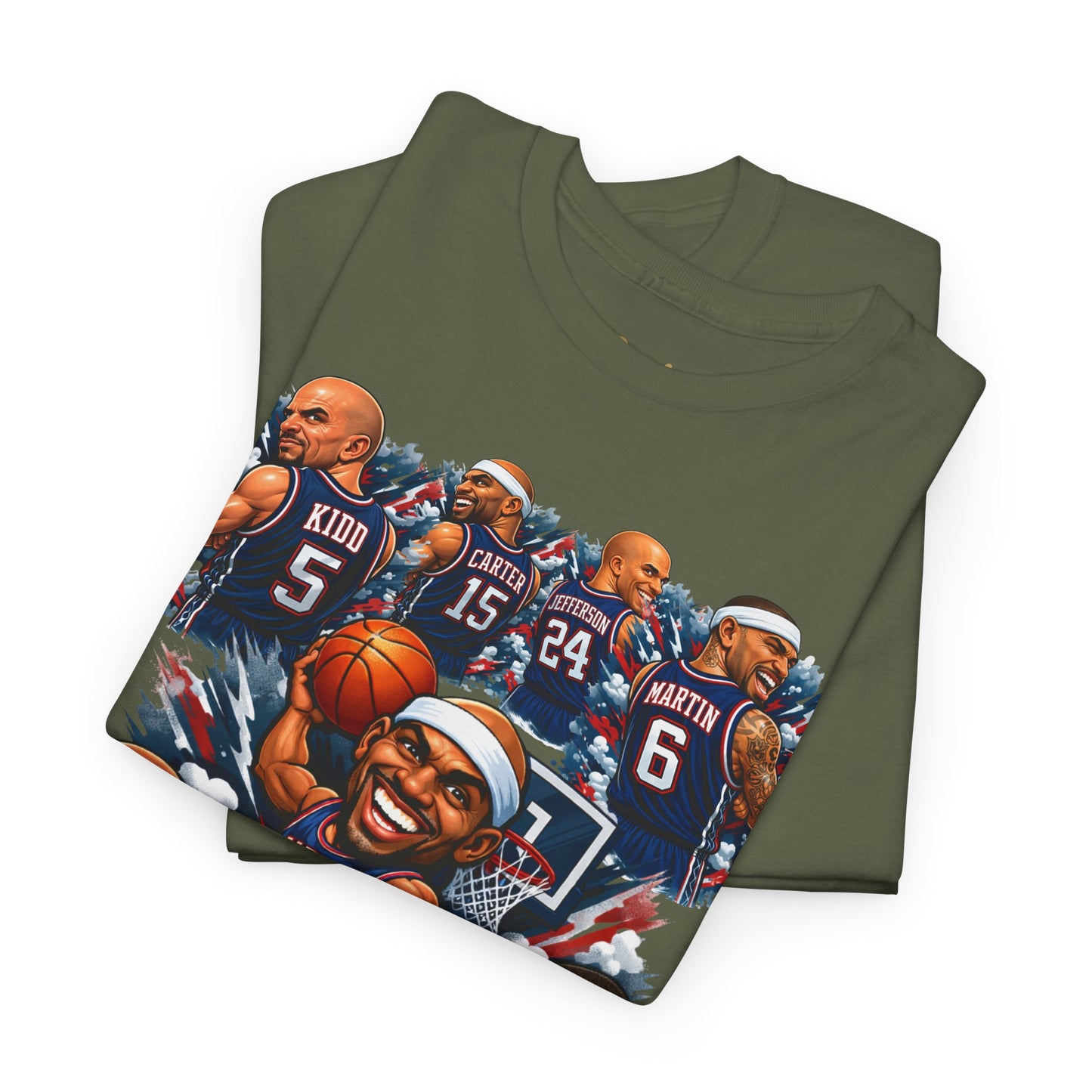 New Jersey Nets Vintage Team Collage T-Shirt — Classic NBA Legends Fan Tee