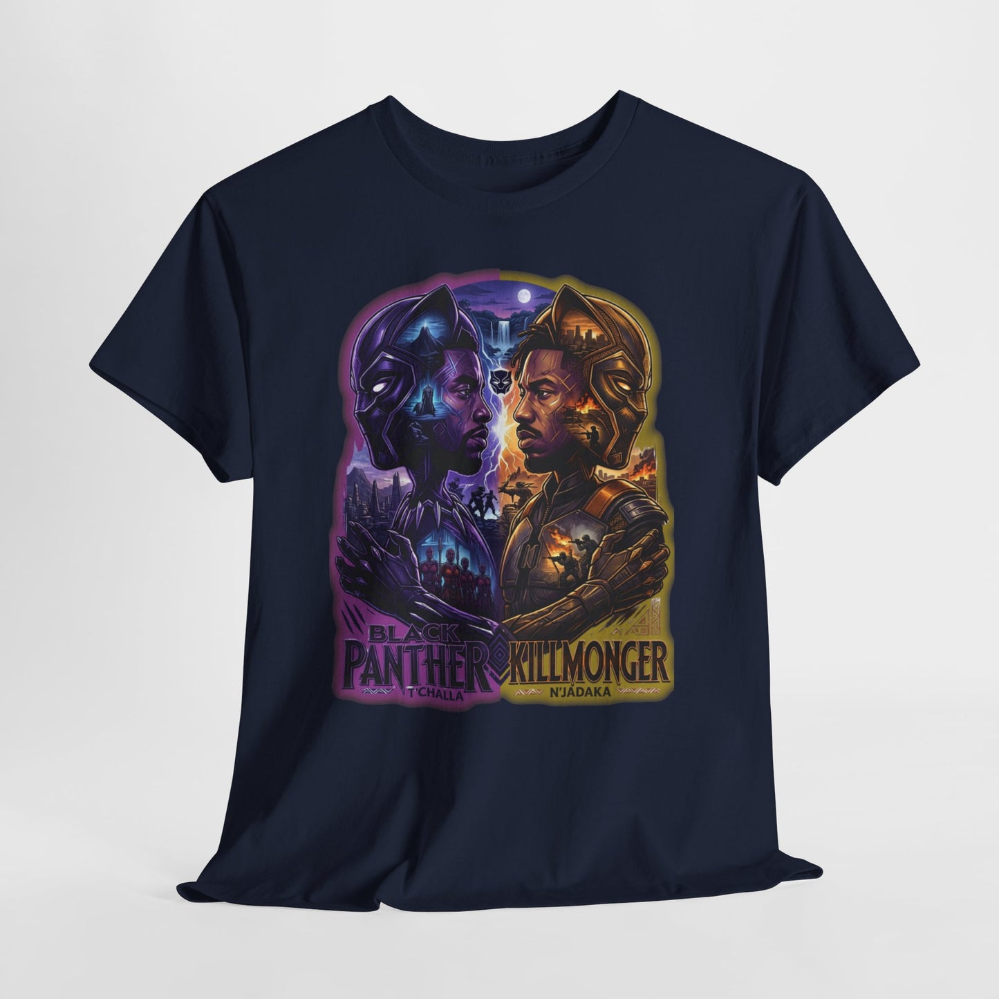 Black Panther vs Killmonger Graphic Tee — Retro Superhero Movie Poster T-Shirt