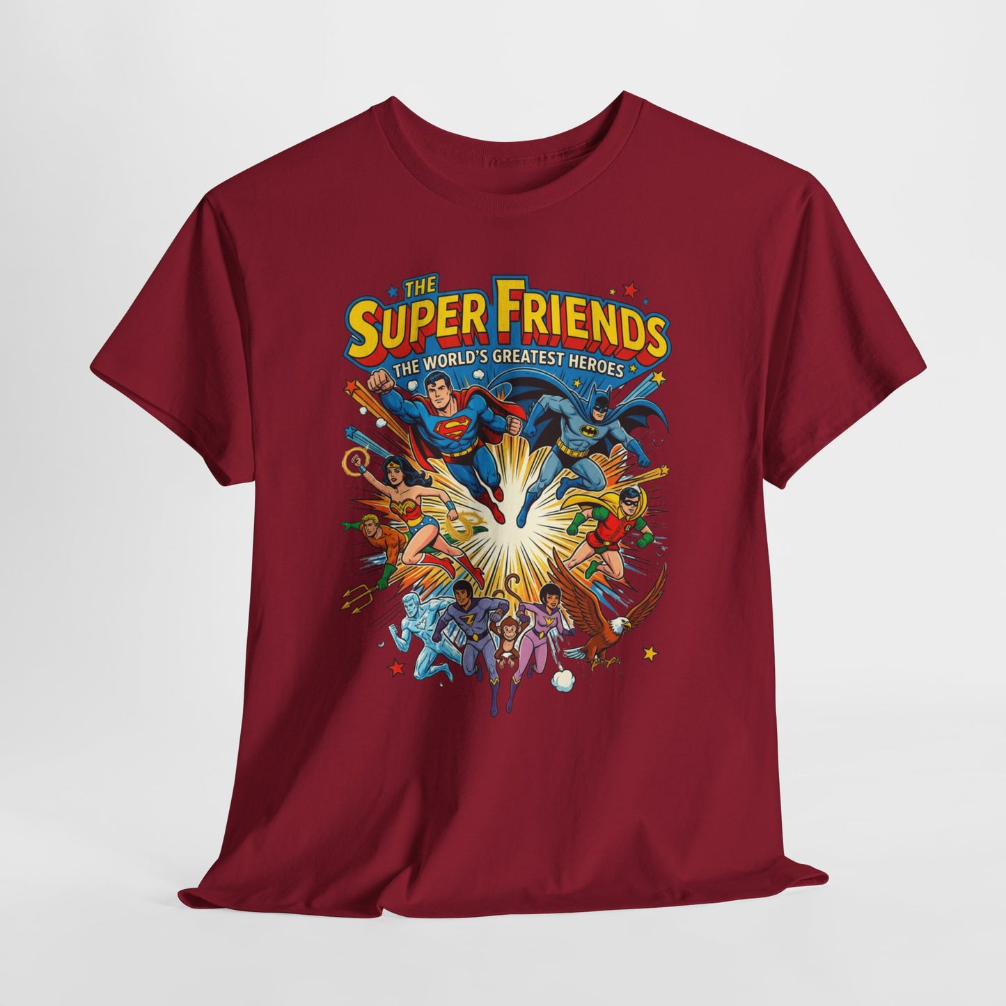 Super Friends Retro Graphic Tee — Classic Cartoon Superhero T-Shirt