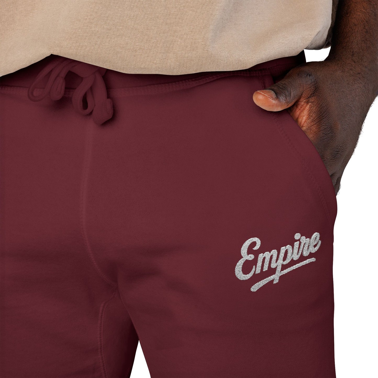 Empire Signature Embroidered Sweatpants — Minimal Fleece with White 'Empire' Logo
