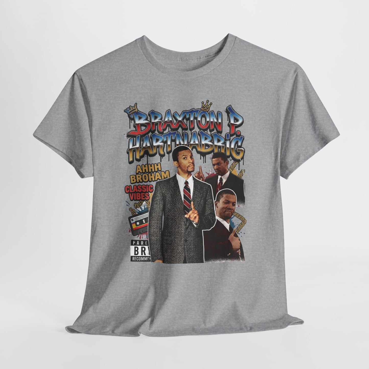 Vintage Braxton P. Hartnabrig Graphic Tee — Retro Collage T-Shirt