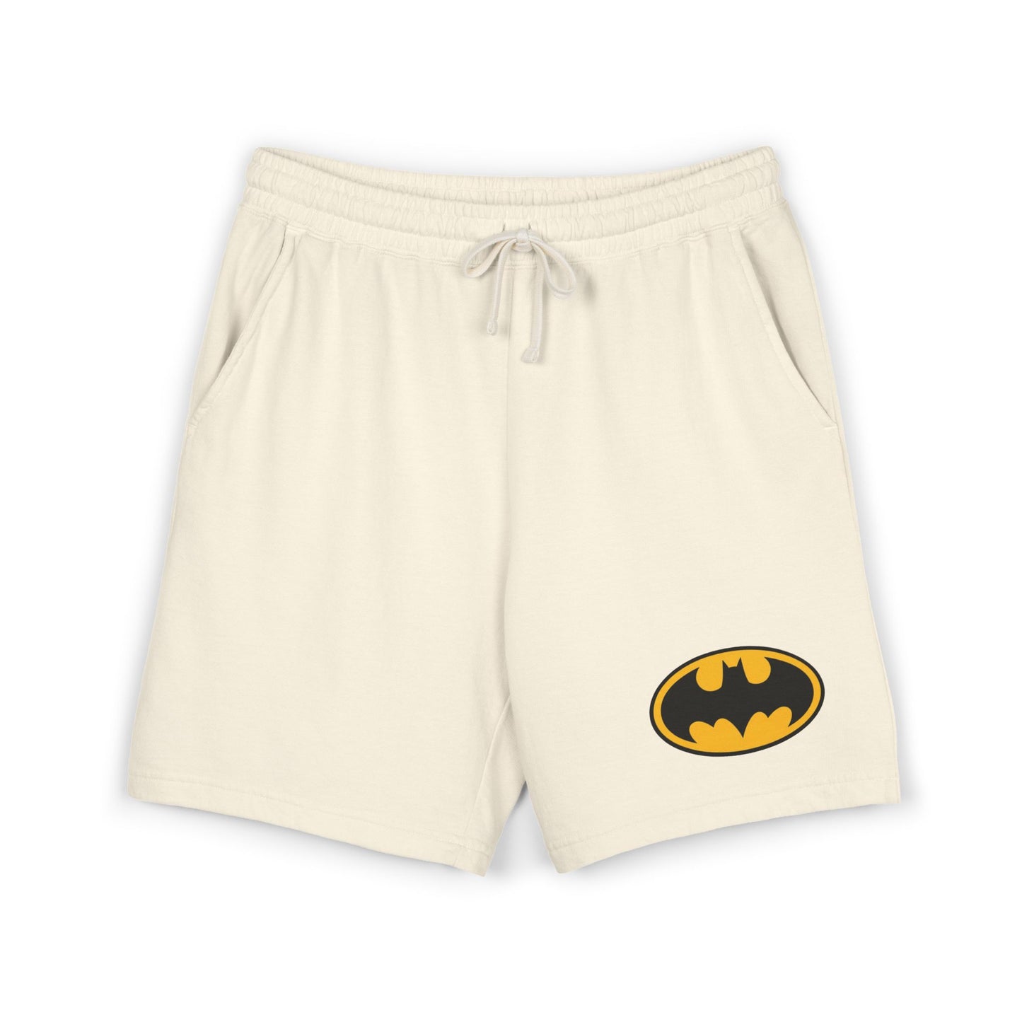 Batman Logo Fleece Sweat Shorts — Lightweight Garment-Dyed Lounge Shorts