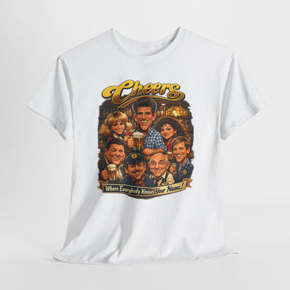 Cheers Cast Vintage Tee — "Where Everybody Knows Your Name" Retro TV Shirt