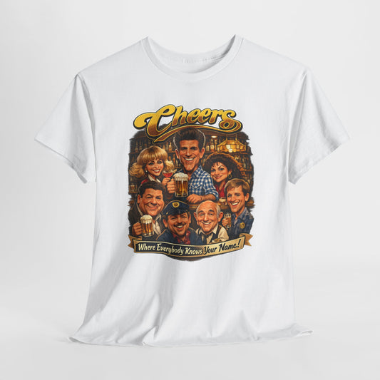 Cheers Cast Vintage Tee — "Where Everybody Knows Your Name" Retro TV Shirt
