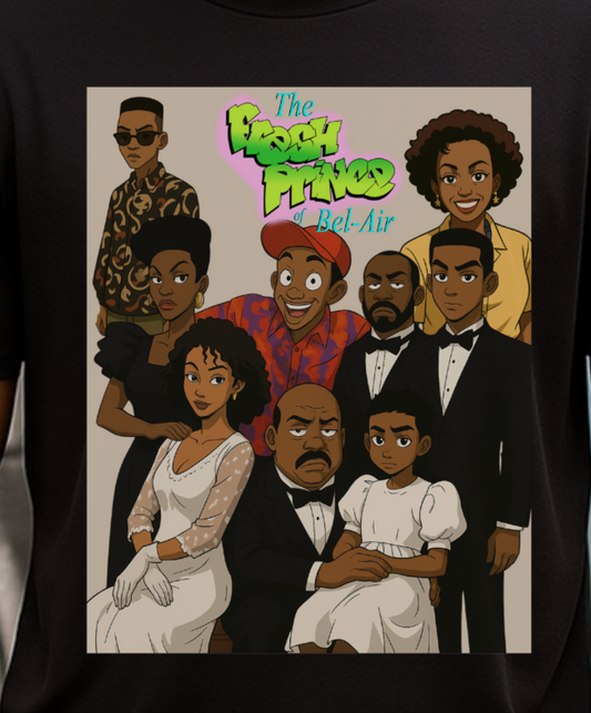 The Fresh Prince Unisex Heavy Cotton Tee - Nostalgic Cartoon Graphic Shirt