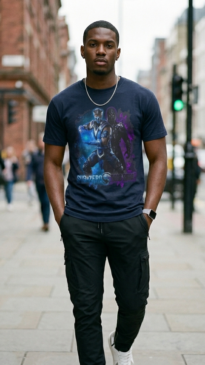 Mortal Kombat Sub-Zero & Noob Saibot Graphic Tee — Gamers' Retro Fighting Shirt