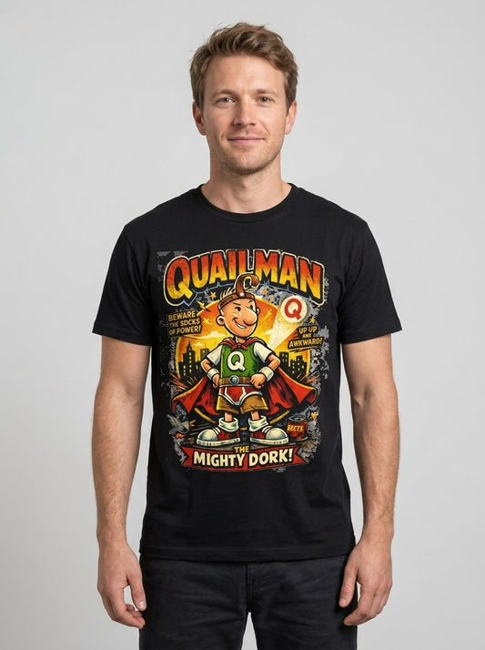 Quailman Mighty Dork T-Shirt — Retro Cartoon Graphic Tee