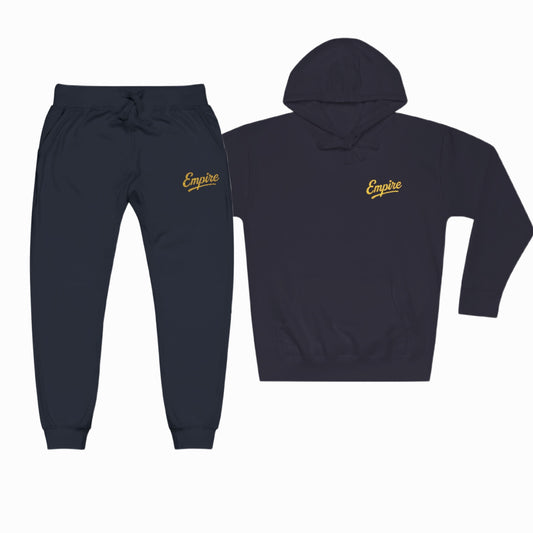 2pc Embroidered Navy 'Empire' Hoodie Sweatsuit