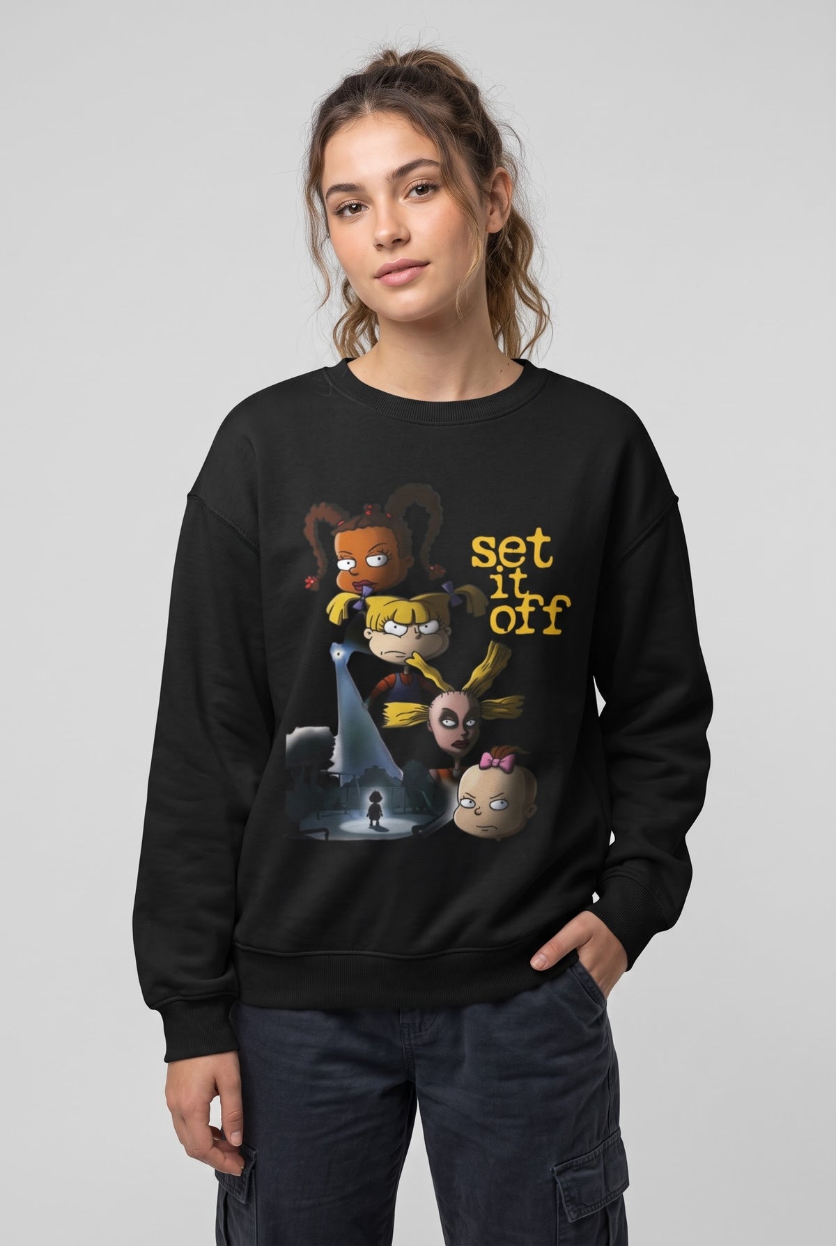 Cartoon "Girls of Rugrats Set It Off" Crewneck Sweatshirt