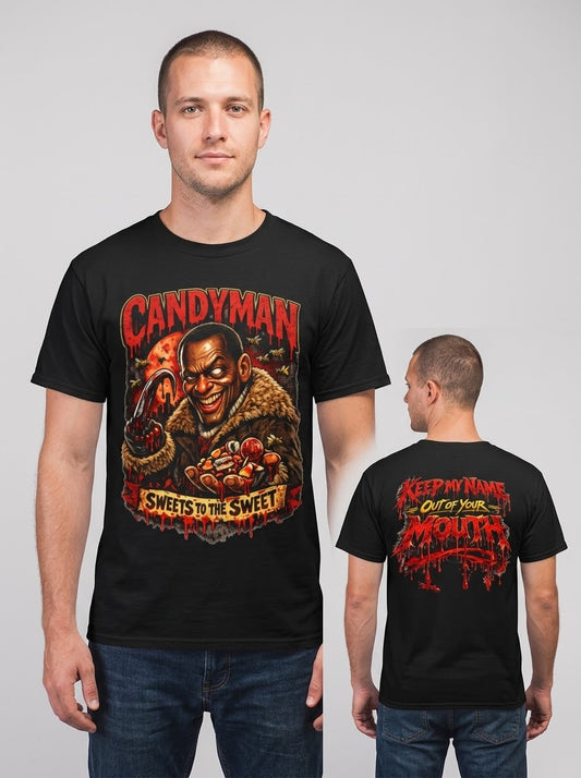 Horror Movie Candyman Graphic Tee — "Sweets to the Sweet" Retro Poster T-Shirt
