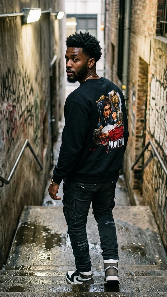 Montana Scarface Graphic Sweatshirt — "The World Is Yours" Vintage Movie Crewneck