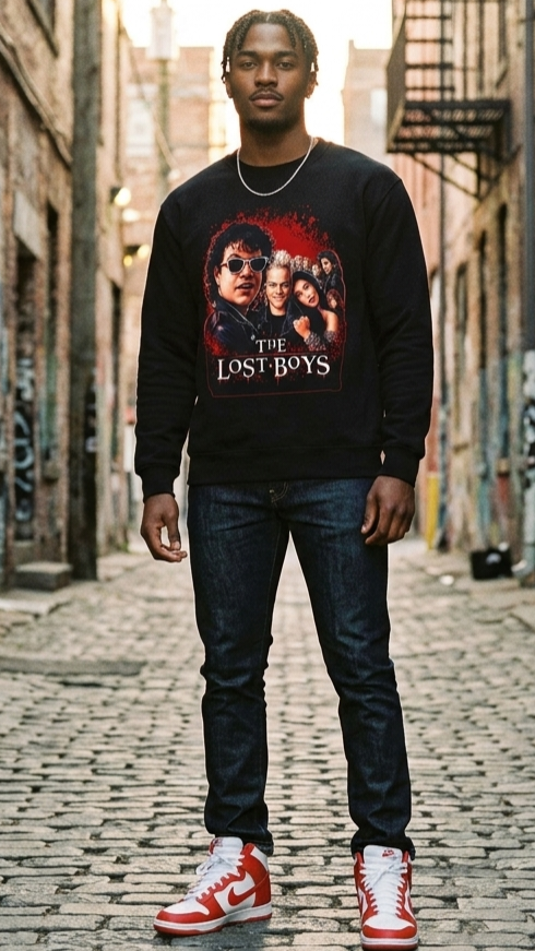 Lost Boys Crewneck Sweatshirt — Vintage Horror Movie Graphic (Welcome to Santa Carla)