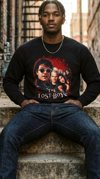 Lost Boys Crewneck Sweatshirt — Vintage Horror Movie Graphic (Welcome to Santa Carla)