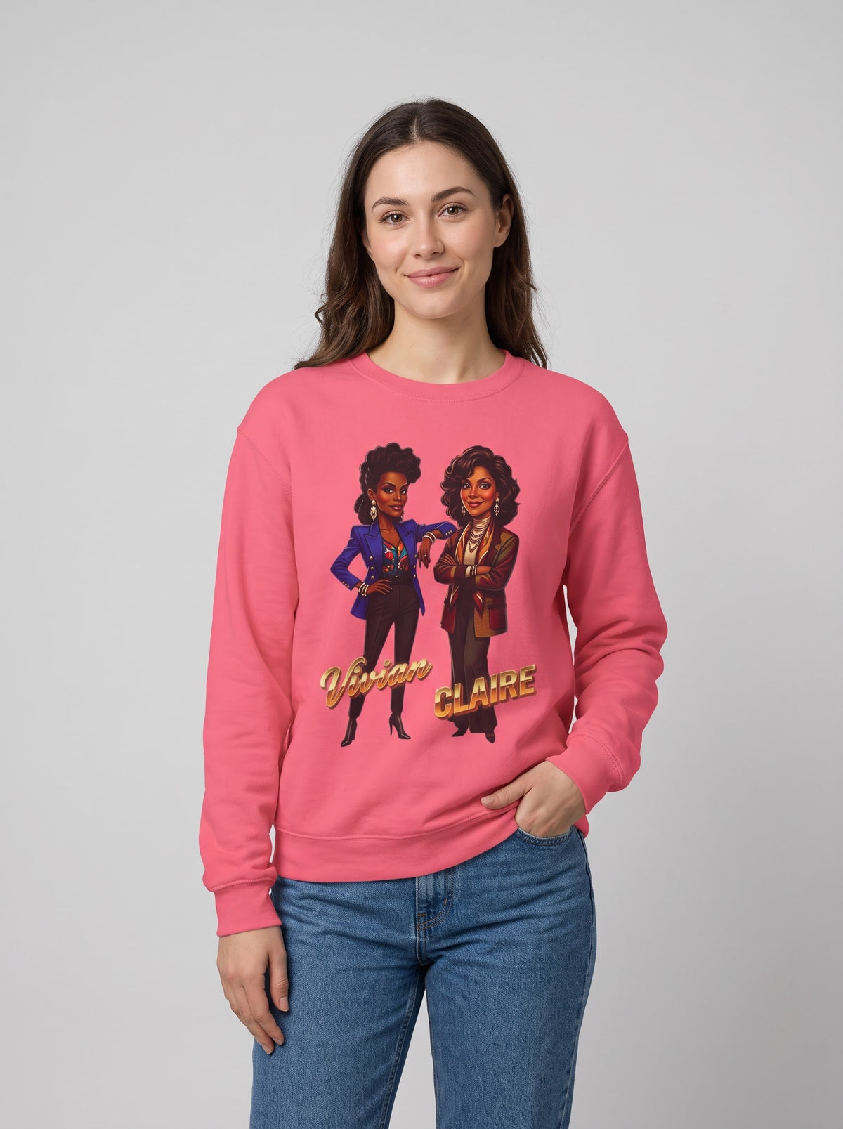 Vintage ‘Vivian & Claire’ 80s Style Cartoon Sisters Graphic Crewneck Sweatshirt