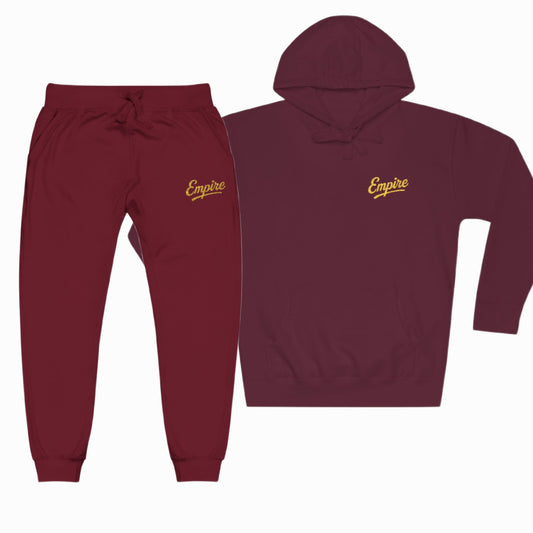 2pc Embroidered Maroon 'Empire' Hoodie Sweatsuit