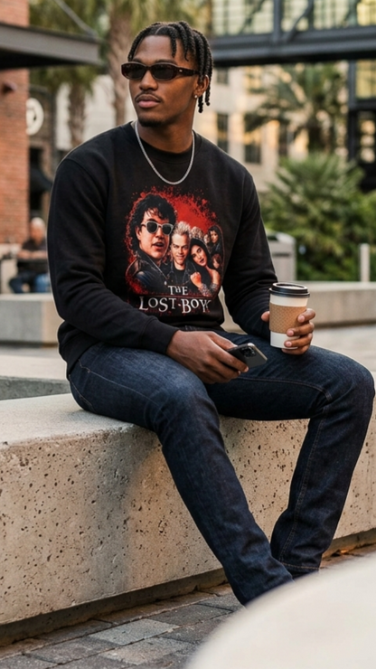 Lost Boys Crewneck Sweatshirt — Vintage Horror Movie Graphic (Welcome to Santa Carla)