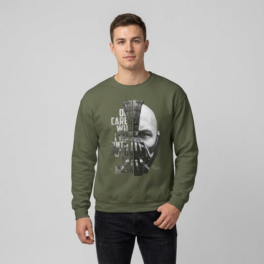 Bane Crewneck Sweatshirt - "No One Cared Who I Was Until I Put On The Mask" Graphic