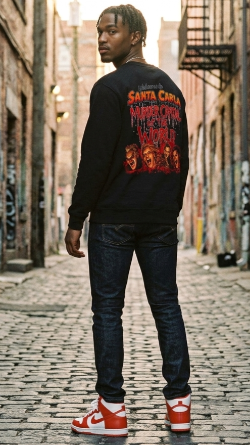 Lost Boys Crewneck Sweatshirt — Vintage Horror Movie Graphic (Welcome to Santa Carla)