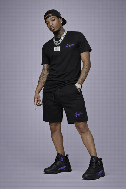 Signature Embroidered Empire Purple Chest Logo T-Shirt