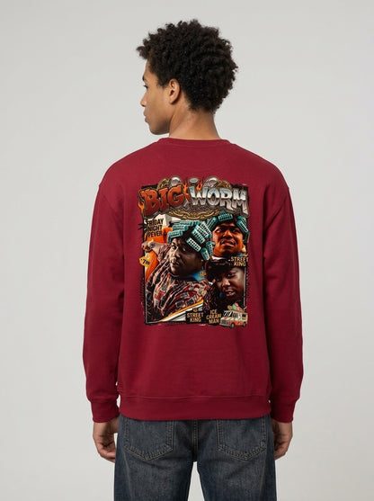 Big Worm Collage Crewneck Sweatshirt — Retro Hip‑Hop Graphic