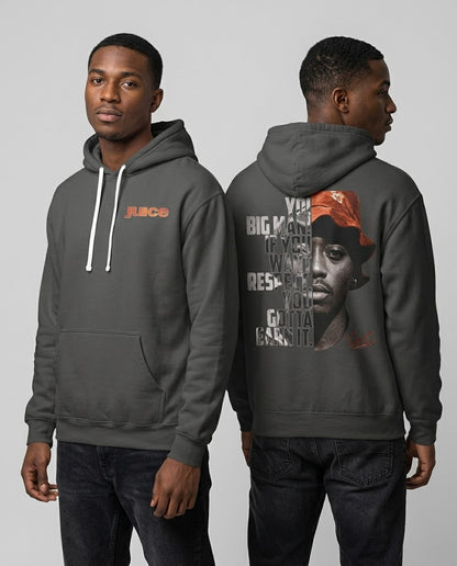 DJ Gee Q - Respect Earned Hoodie — Vintage Hip Hop Quote Pullover ("Big man, if you want respect you gotta earn it")