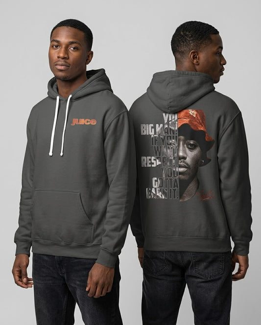 DJ Gee Q - Respect Earned Hoodie — Vintage Hip Hop Quote Pullover ("Big man, if you want respect you gotta earn it")