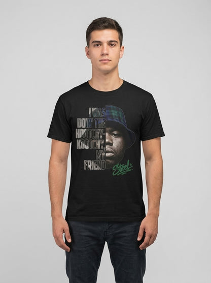 Steel "Juice" Graphic Tee — “I Was Doin’ The Hootchy-Kootchy, My Friend” Vintage Hip-Hop Portrait