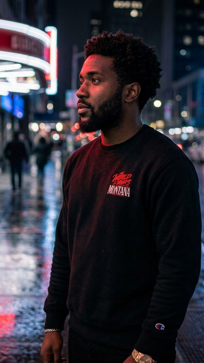 Montana Scarface Graphic Sweatshirt — "The World Is Yours" Vintage Movie Crewneck