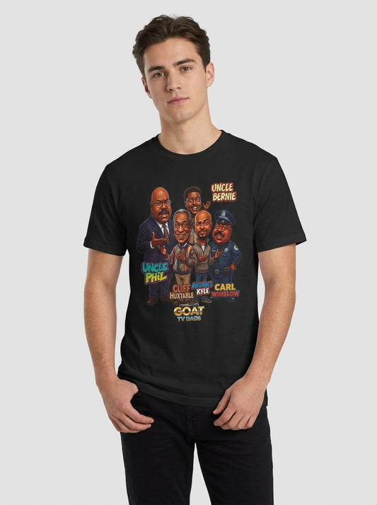 Retro TV Comedy Dads Caricature T‑Shirt — 'GOAT' Character Tee