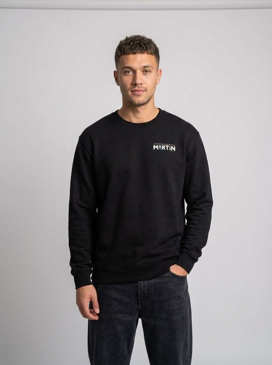 Cole Brown Graphic Sweatshirt — Retro Hip-Hop Collage Crewneck